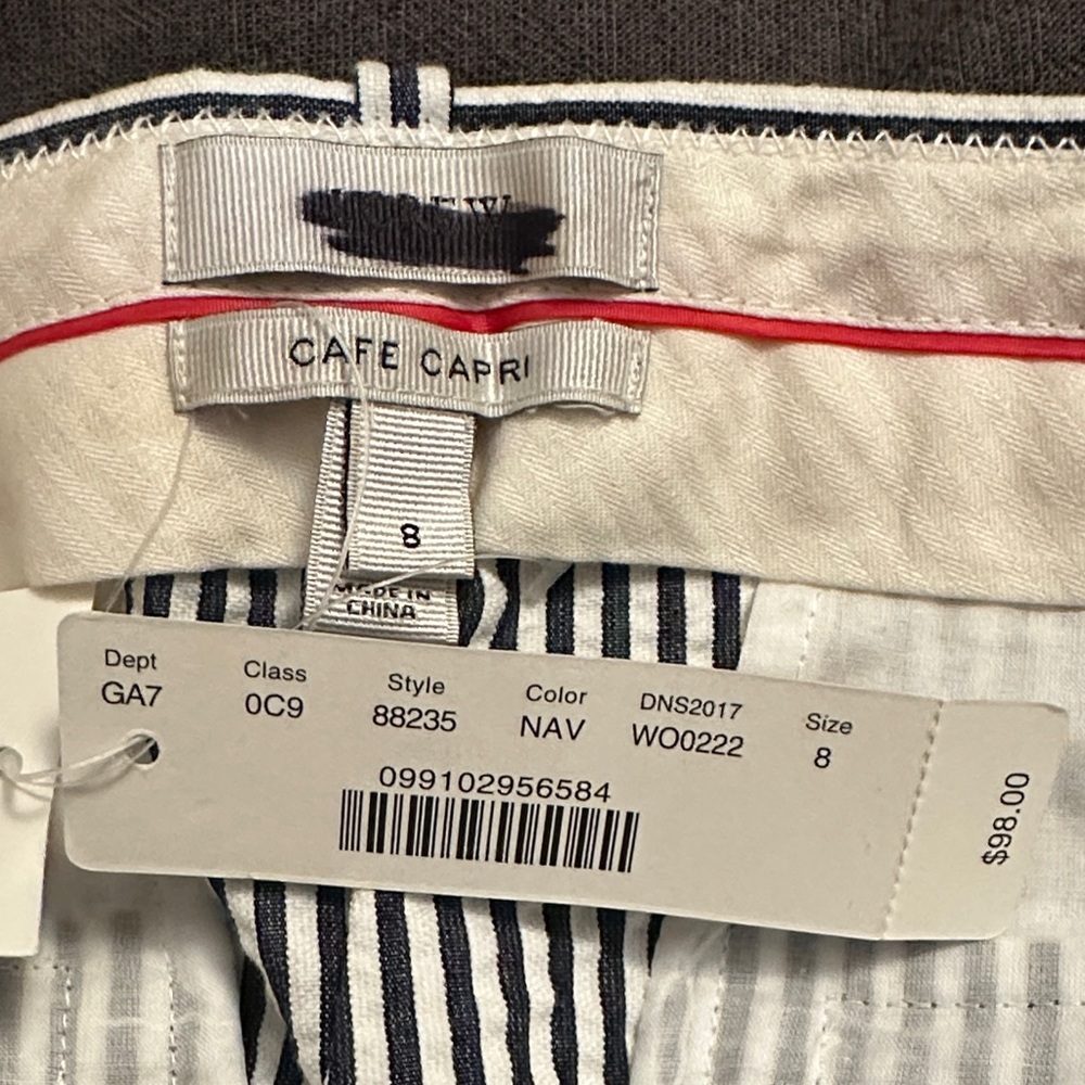 Jcrew Cafe Capri Blue and White Stripe Capris - Picture 2 of 2
